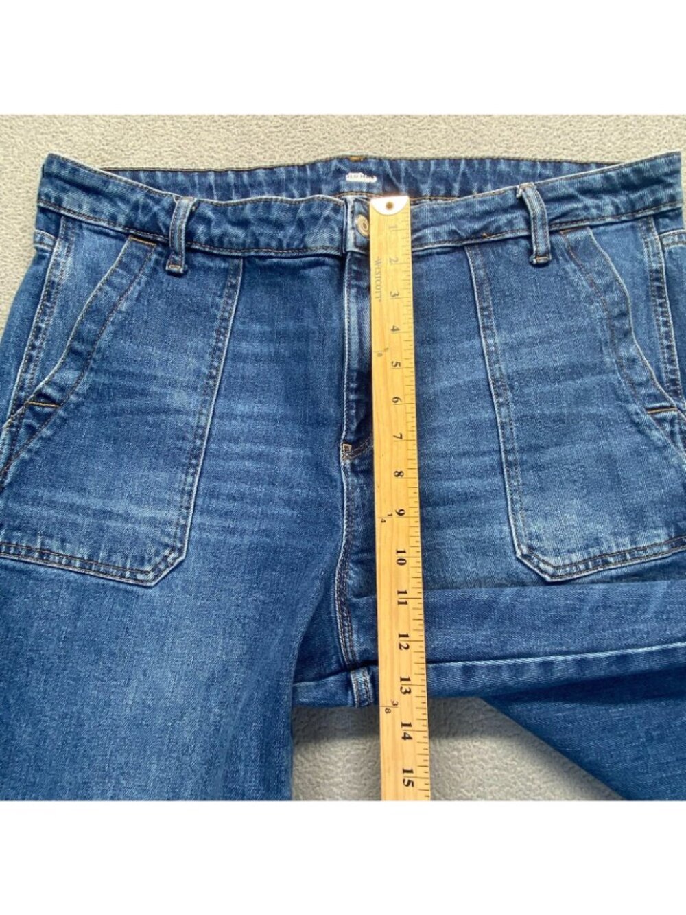 Old Navy Baggy Wide Leg Jeans Womens 16 Blue Y2K Skater Grunge Utility - Picture 5 of 13